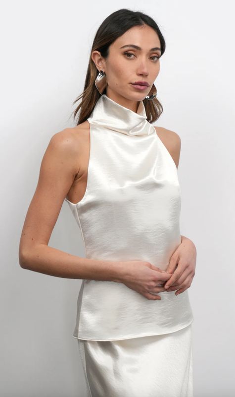 Greylin Addison Cowl Funnel Neck Halter Top