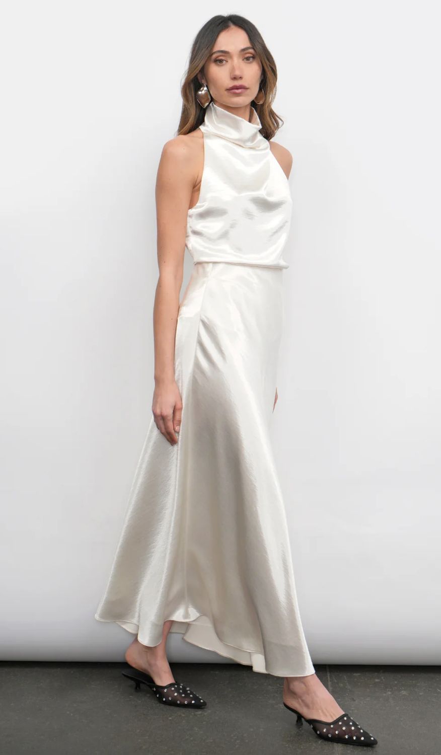 Greylin Addison Cowl Funnel Neck Halter Top