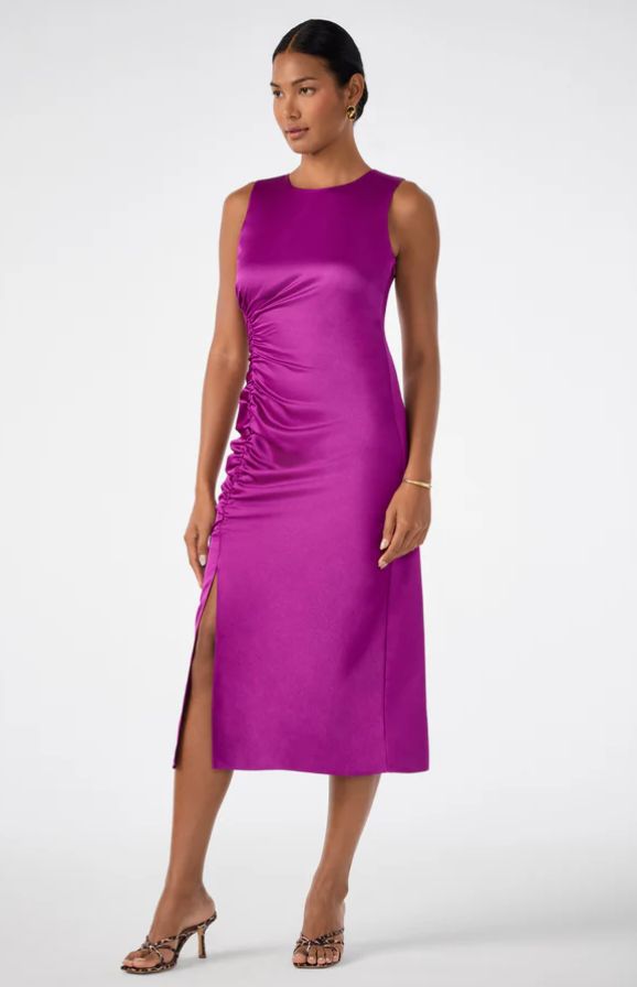 Trina Turk Chestnut Ruched Midi Dress