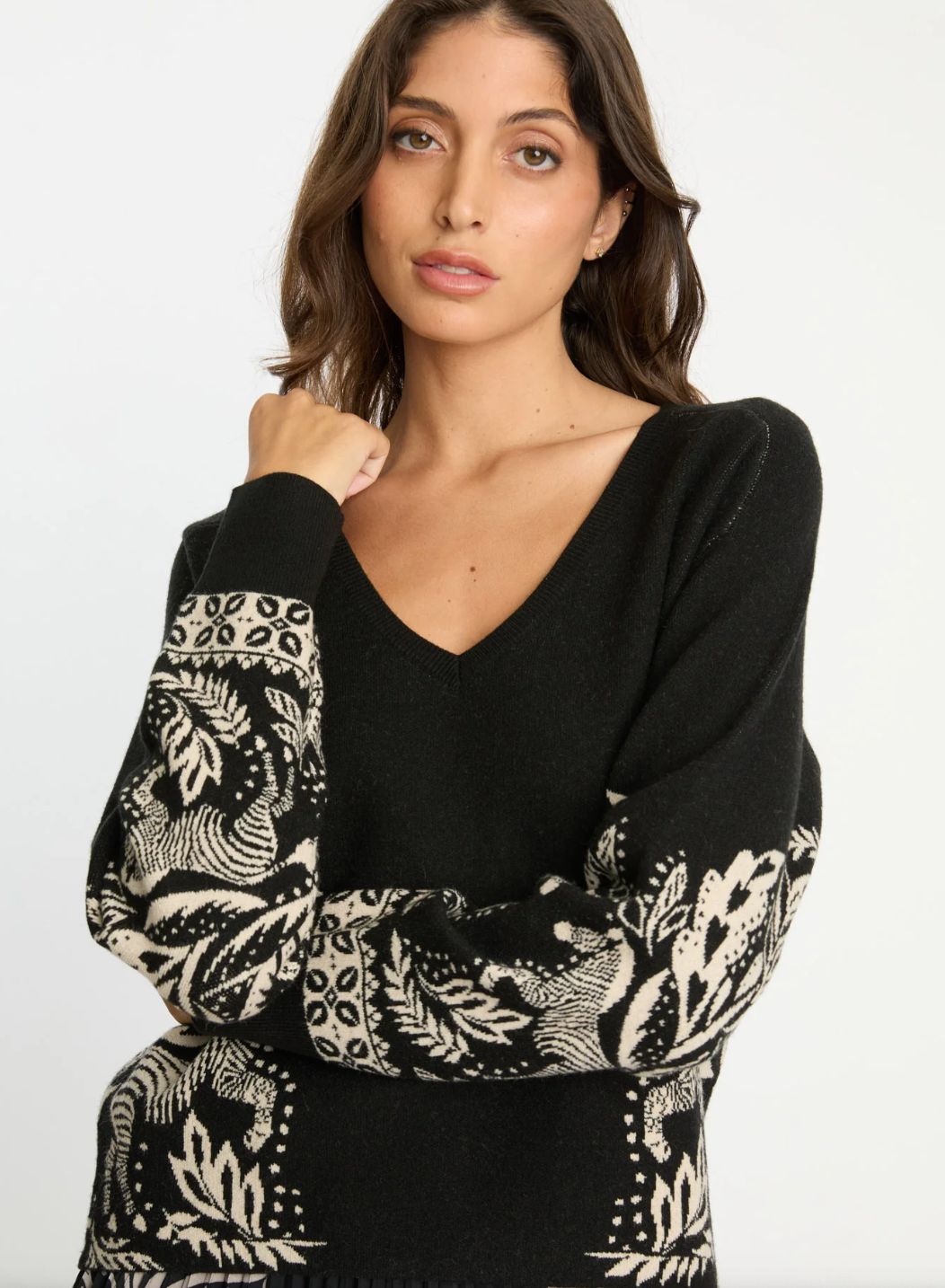 Caballero Krista Sweater In Zebra Fern