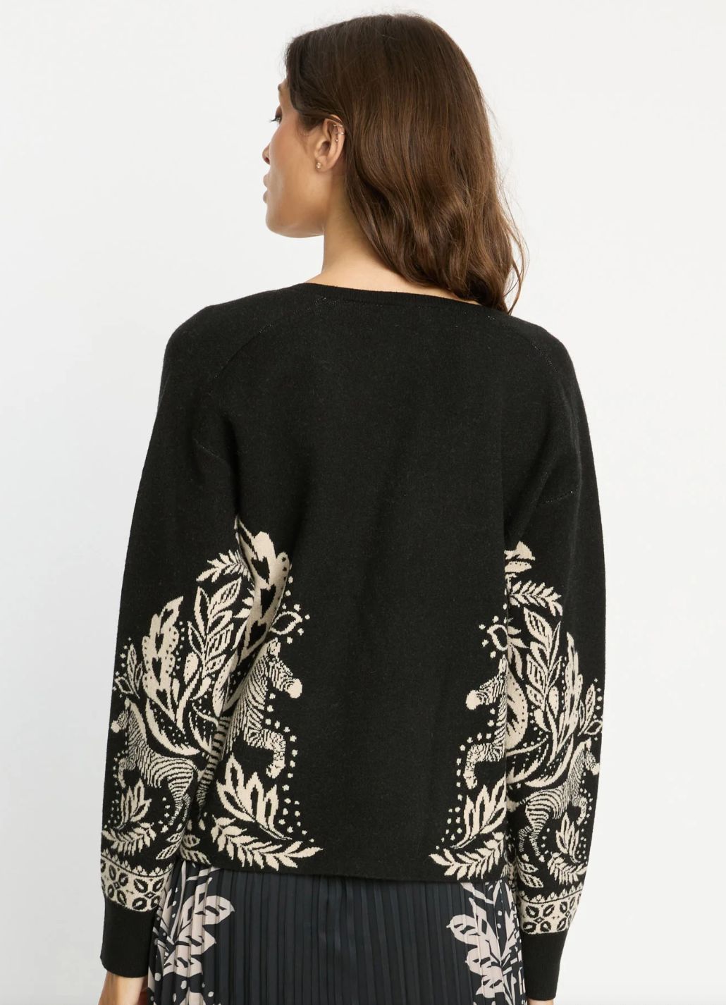 Caballero Krista Sweater In Zebra Fern