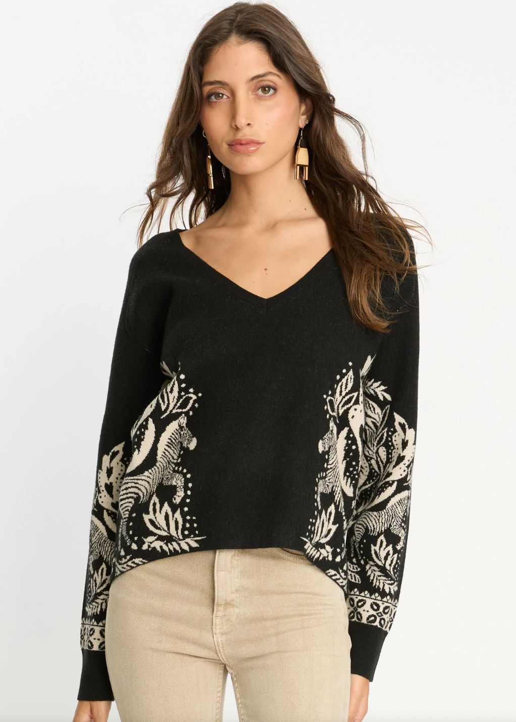 Caballero Krista Sweater In Zebra Fern