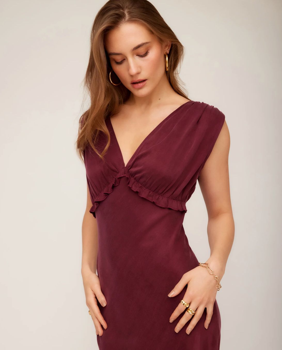 Fifteen Twenty Cierra Ruffle Detail Midi Dress