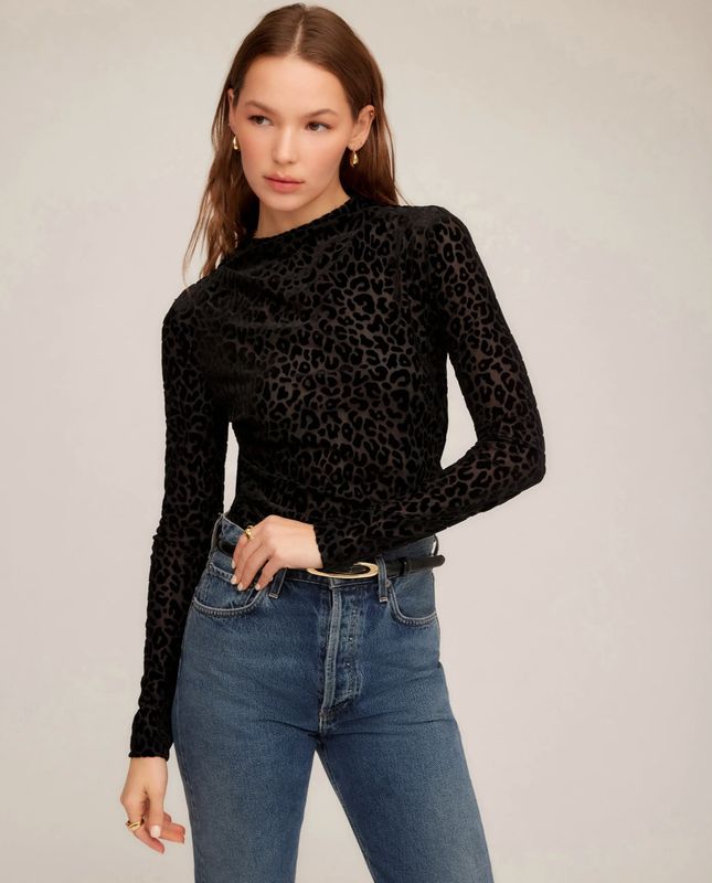 Fifteen Twenty Khami Velvet Burnout Shirred Top