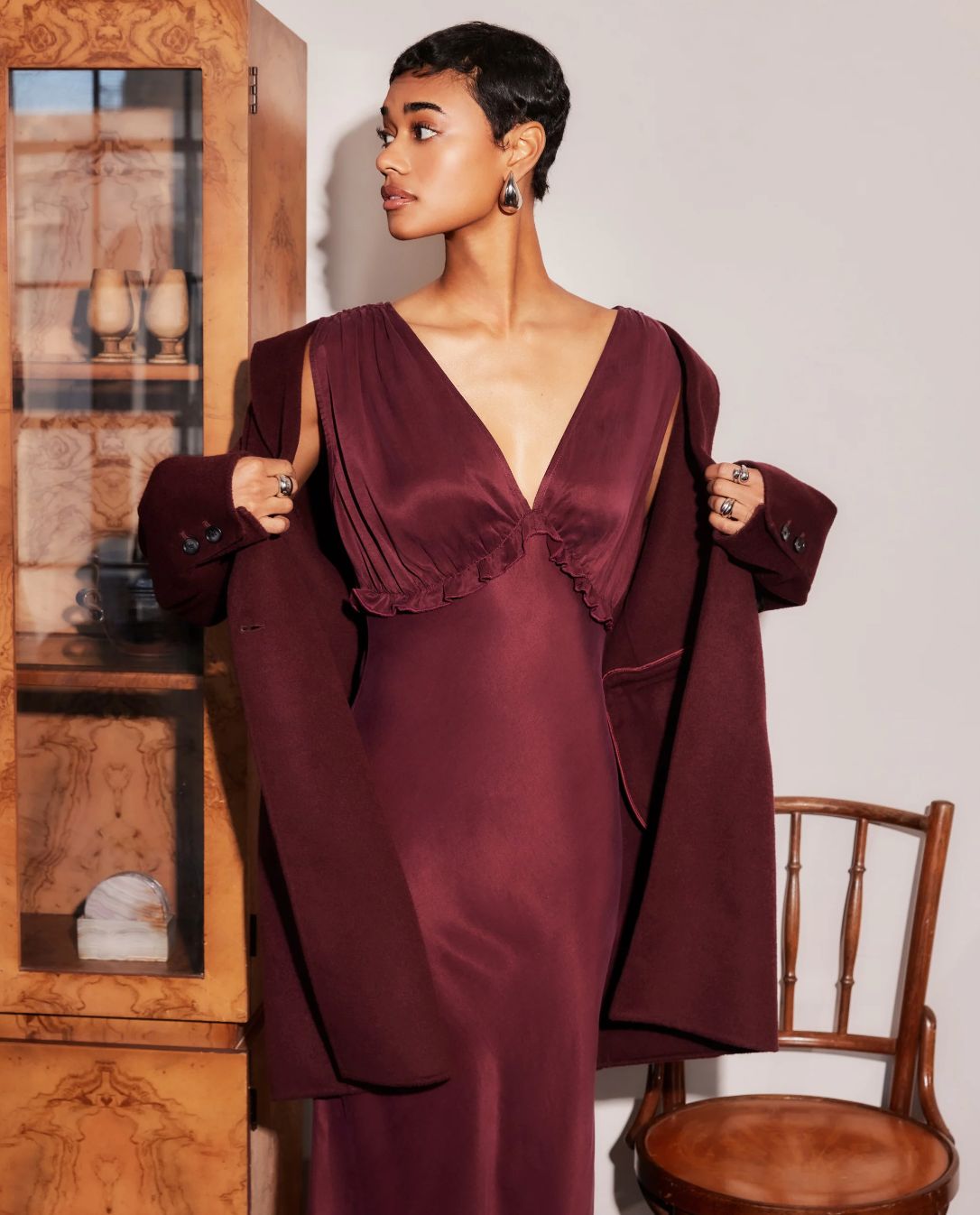 Fifteen Twenty Cierra Ruffle Detail Midi Dress