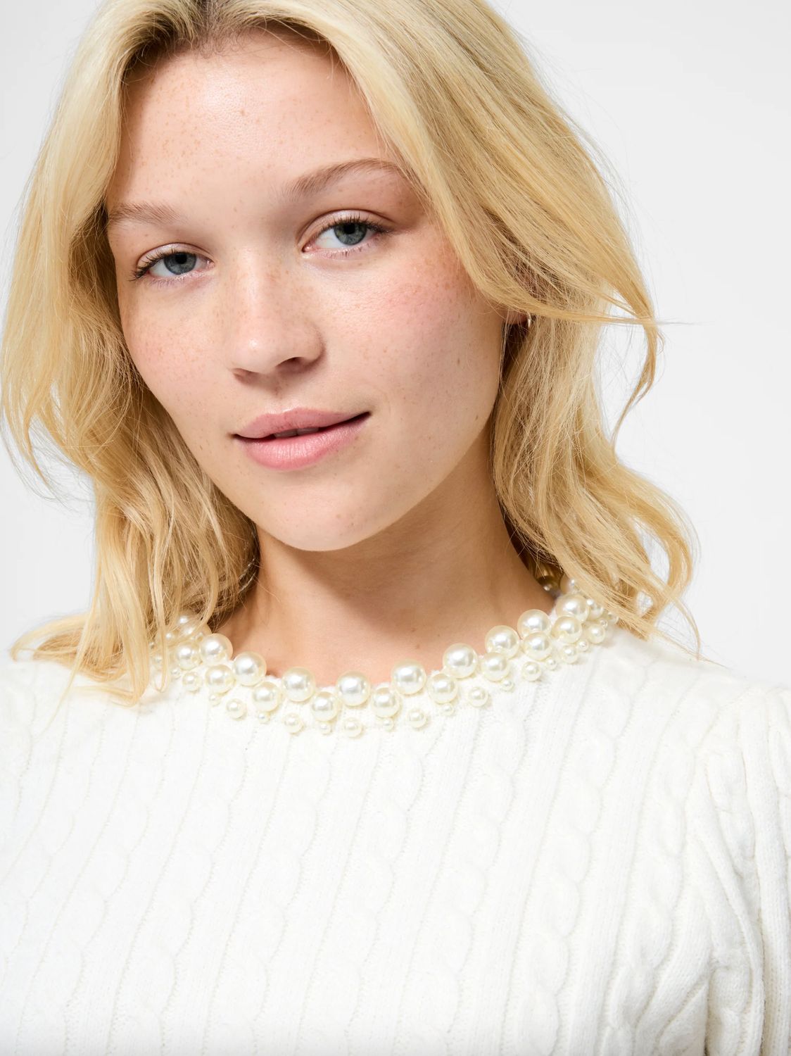 French Connection Embellished Neck Short Sleeve Sweater