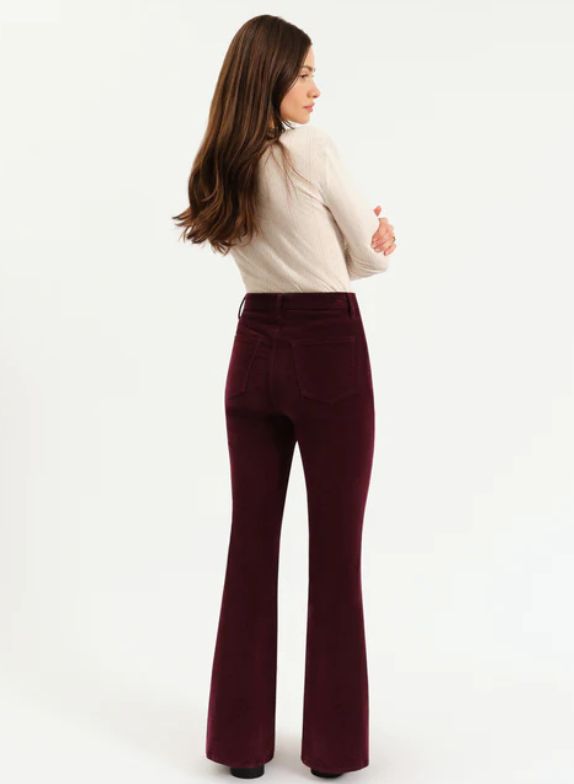Daze - Sunset Flare High Rise Leg In Fig Corduroy