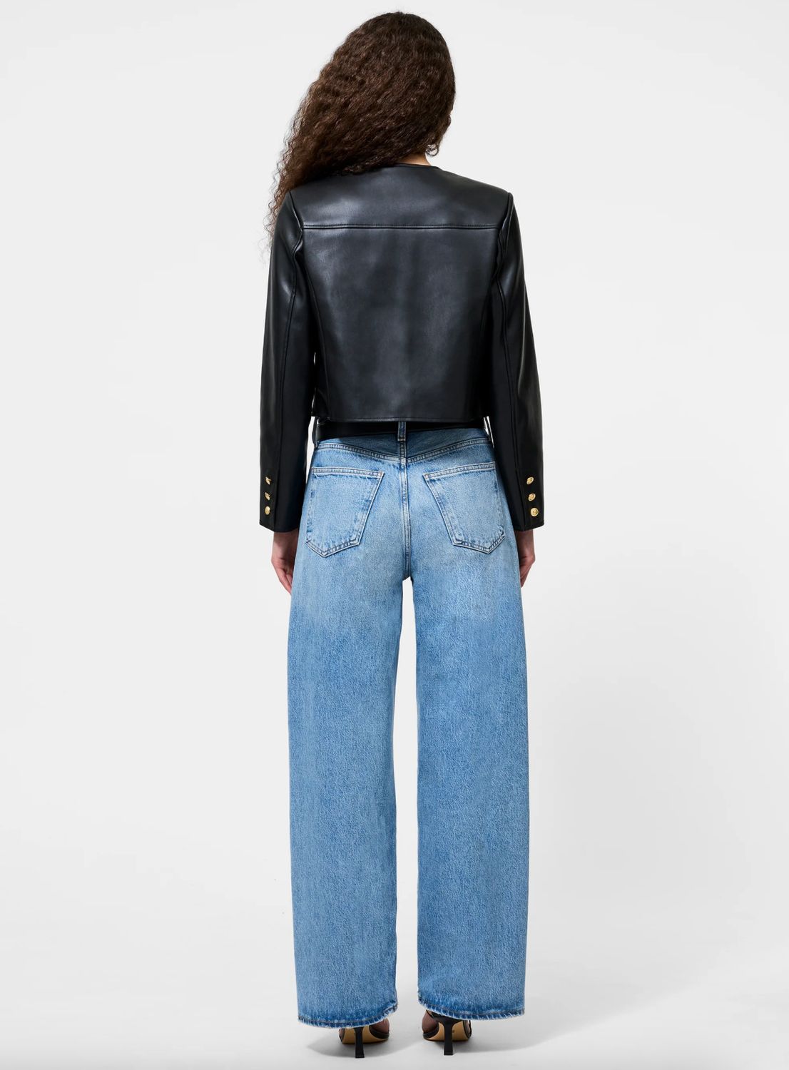 French Connection Dessa Vegan Leather Cropped Jacket