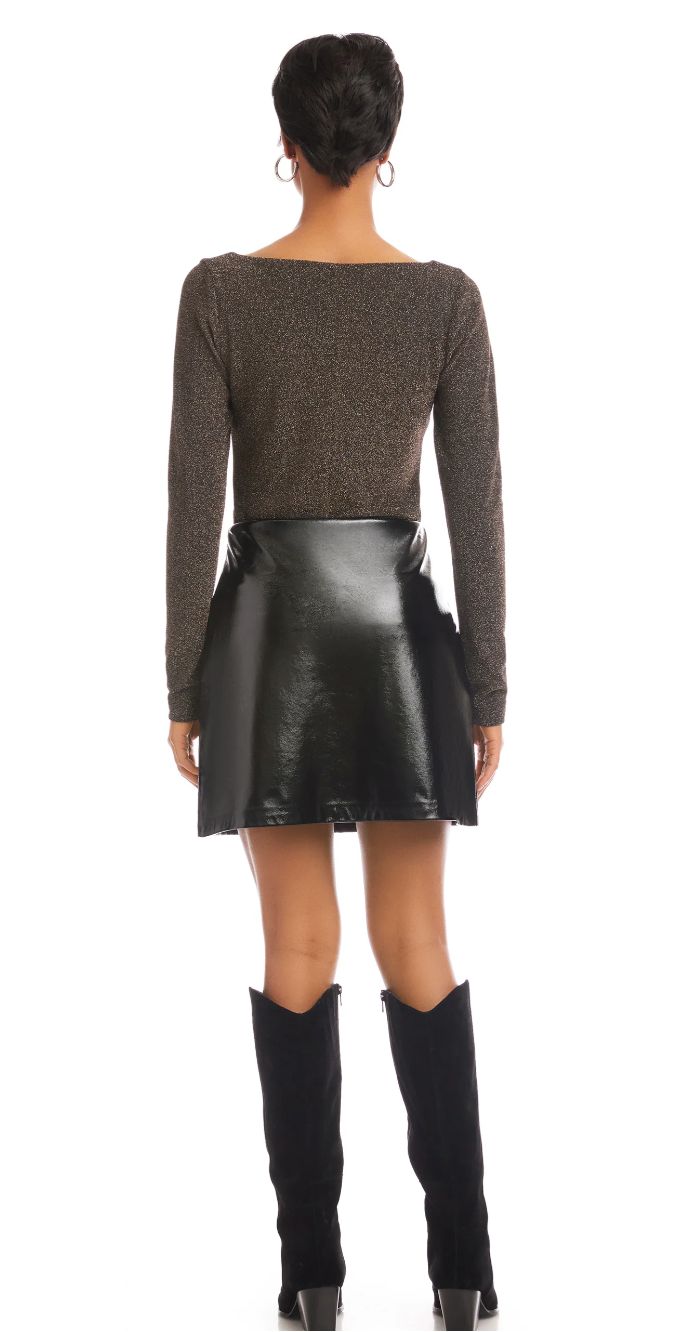 Fifteen Twenty Britney Faux Patent Leather Mini Skirt