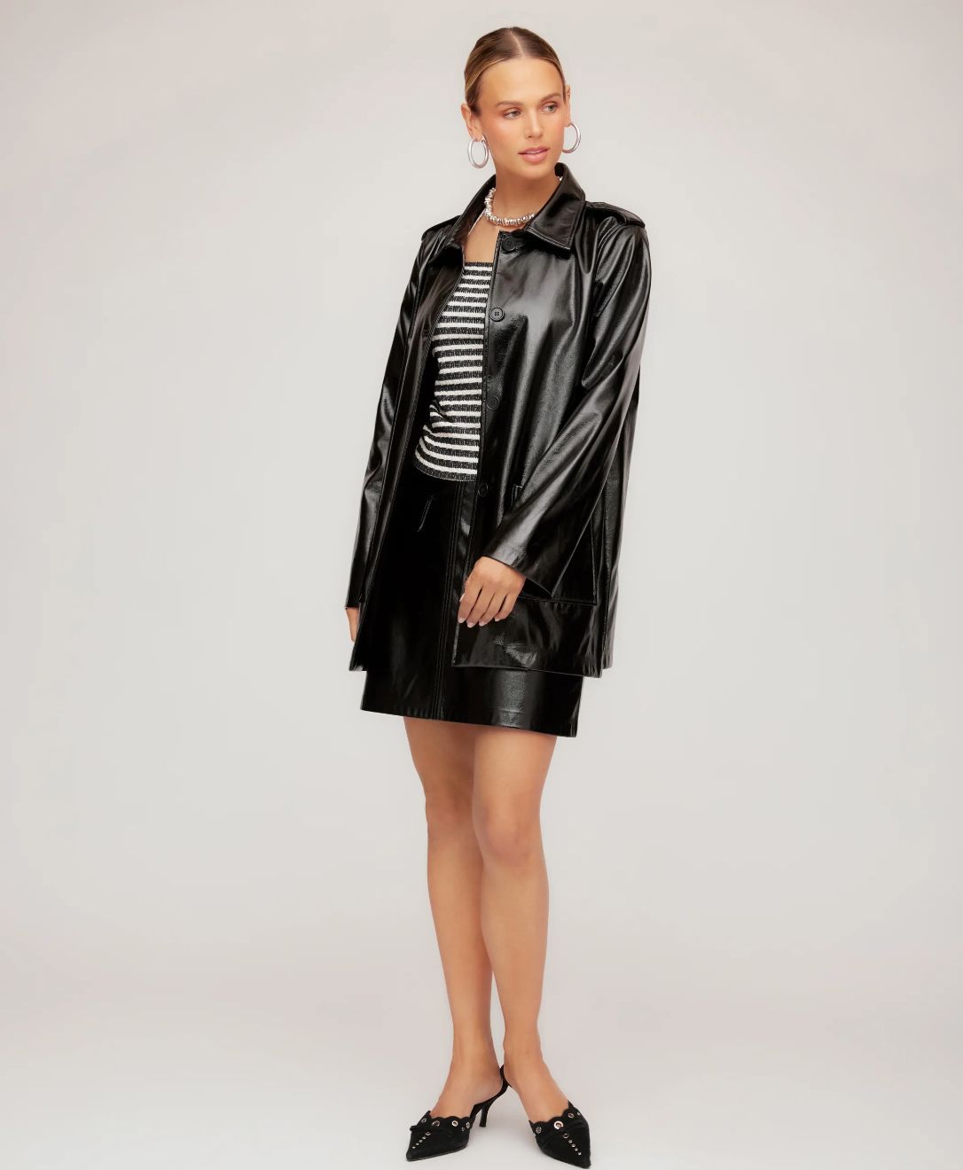 Fifteen Twenty Britney Faux Patent Leather Mini Skirt