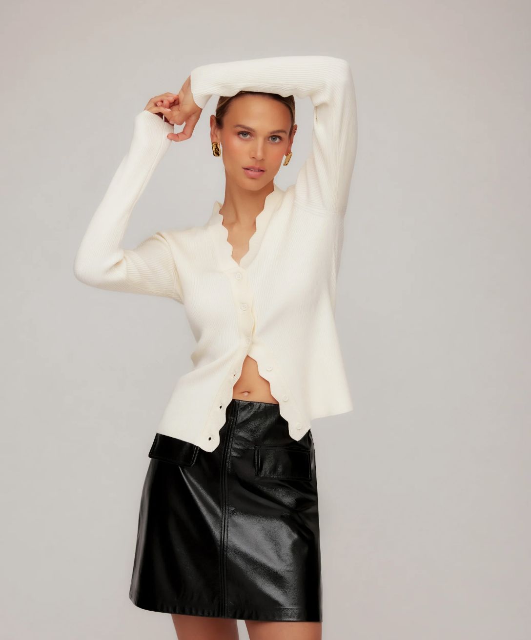 Fifteen Twenty Britney Faux Patent Leather Mini Skirt