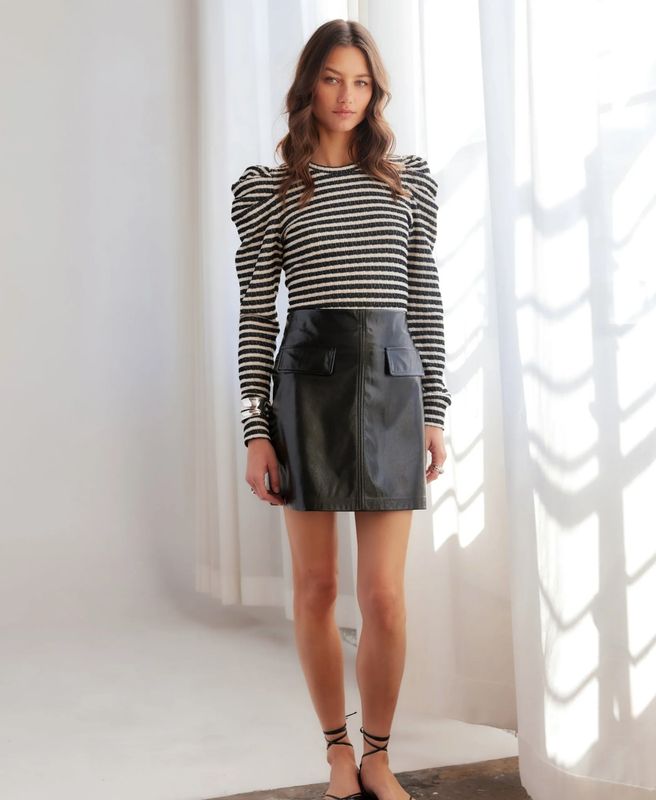 Fifteen Twenty Britney Faux Patent Leather Mini Skirt