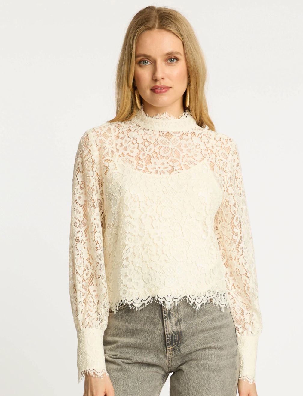 Caballero Serena Top In Antique White Lace