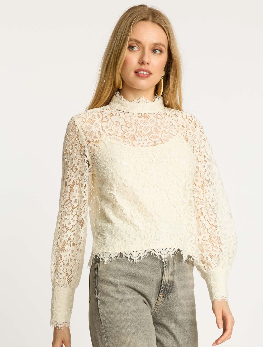 Caballero Serena Top In Antique White Lace