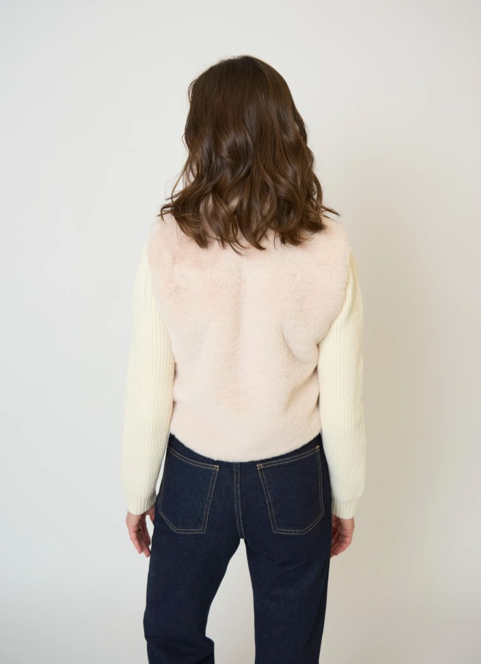 Central Park West Gia Cropped Fur Sweater