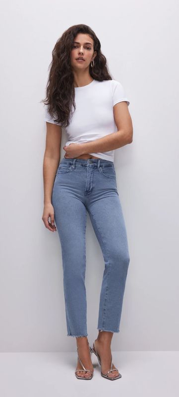 Good American Good Legs Strait Jeans Split Pocket