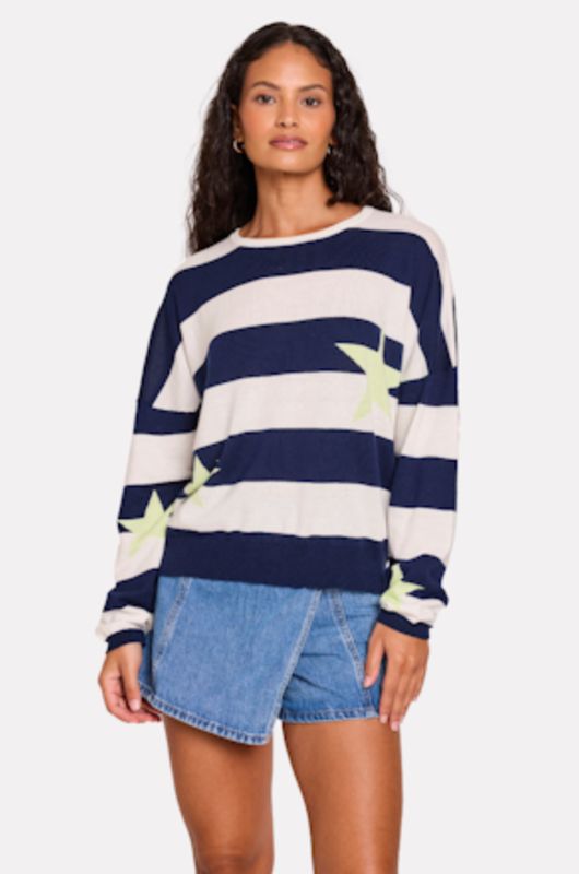 Brodie Cashmere Stripe Star Sweater
