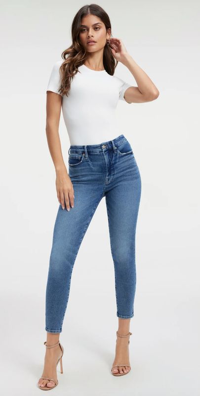 Good American Good Waist Skinny Cropped Jeans