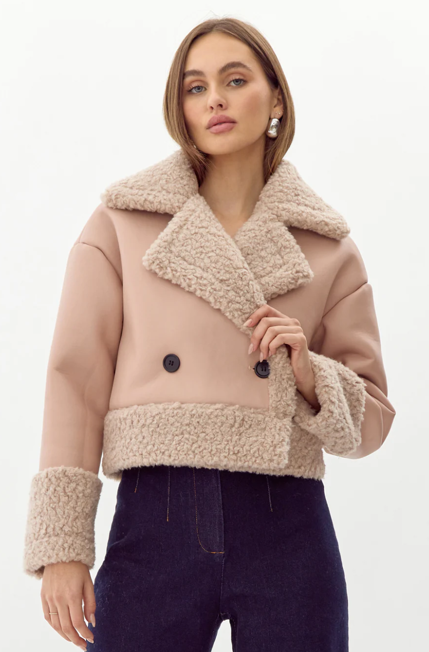 Adelyn Rae Devin Faux Shearling Leather Jacket