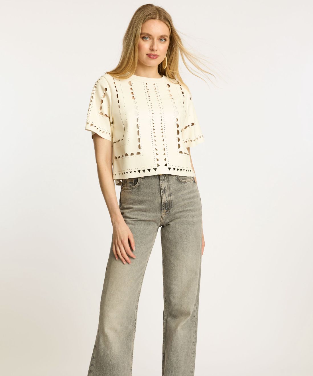 Caballero - Anisa Top In Antique White Vegan Leather
