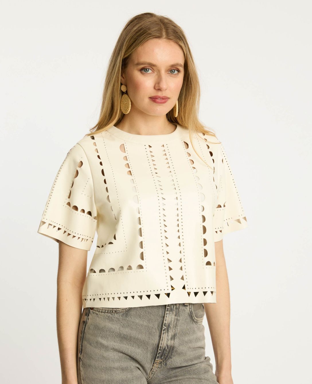 Caballero - Anisa Top In Antique White Vegan Leather