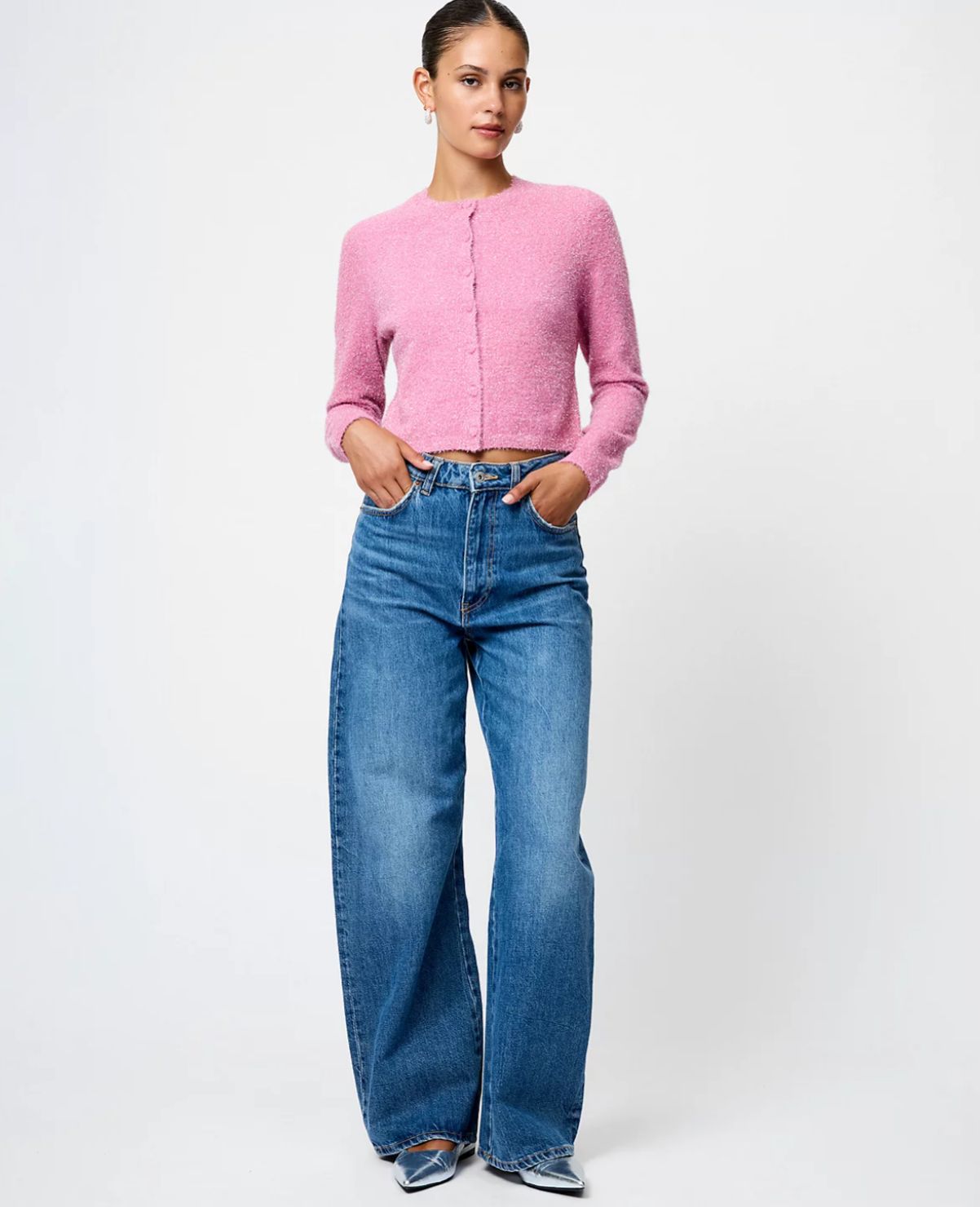 French Connection - Tinsel Knit Slim Cardigan Sweater