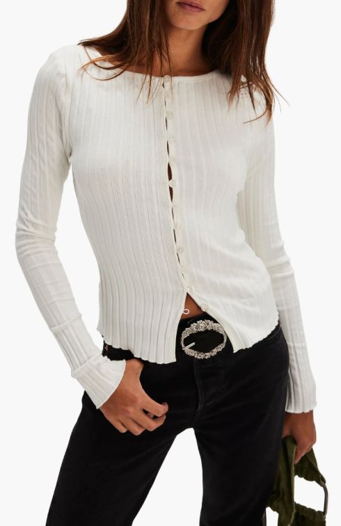 Free People - Tilly Rib Long Sleeve Button-Up Top