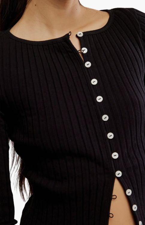 Free People - Tilly Rib Long Sleeve Button-Up Top