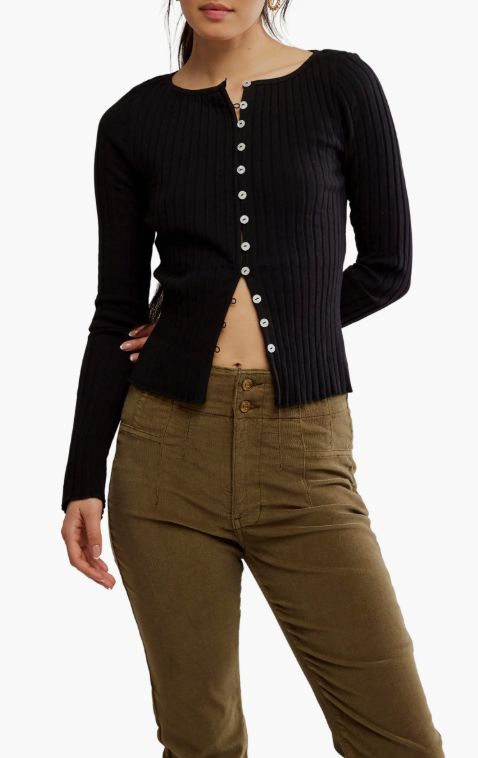 Free People - Tilly Rib Long Sleeve Button-Up Top
