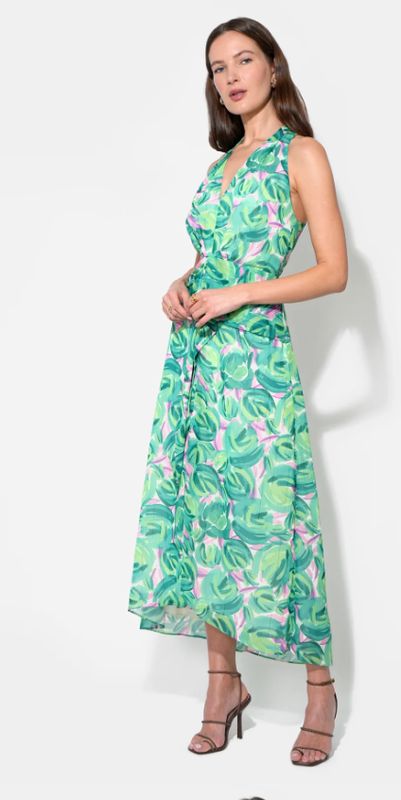 Adelyn Rae - Margot Wrap Tie Waist Printed Maxi Dress