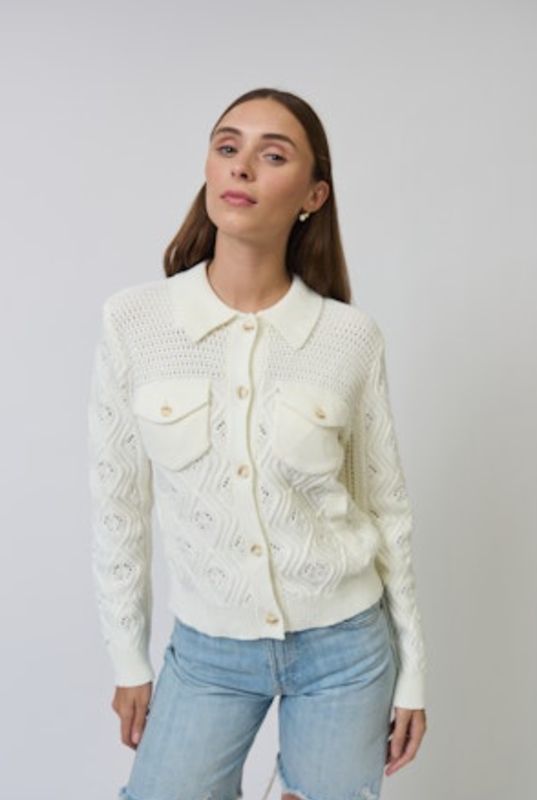 Central Park West - Allie Mixed Stitch Button Down Sweater