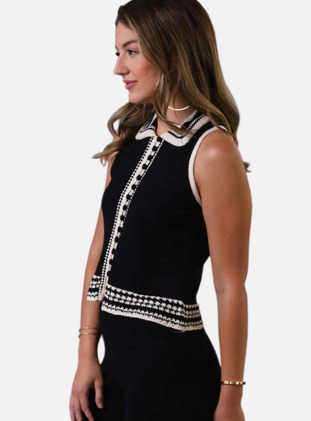 Central Park West - Charli Crochet Edge Collared Top