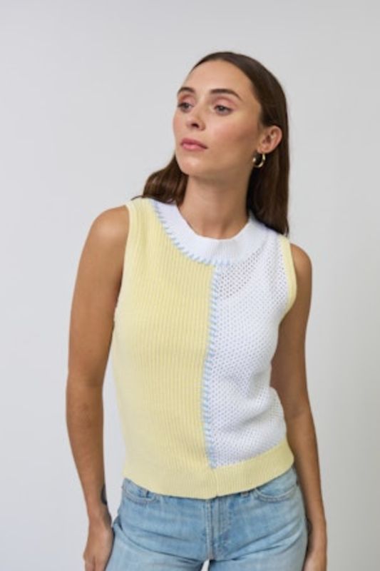 Central Park West - Birdie Two Toned Whipstitch Shell