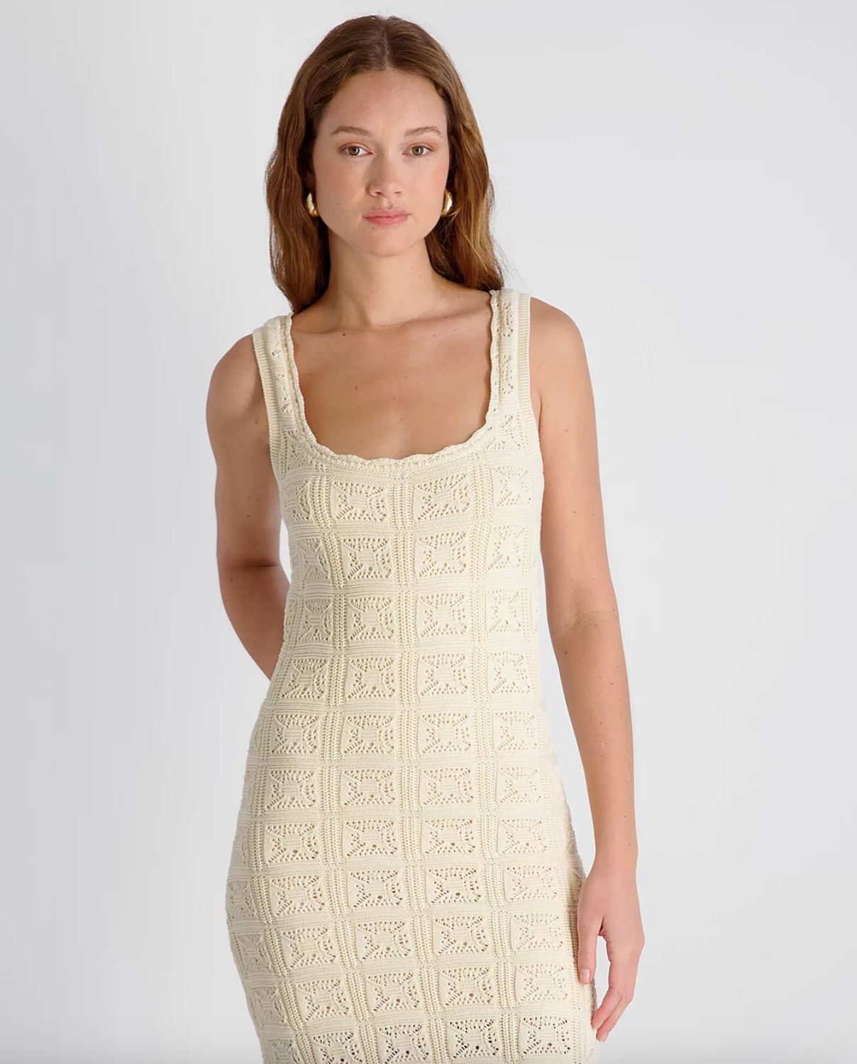 French Connection - Nellis Square Crochet Knit Midi Dress