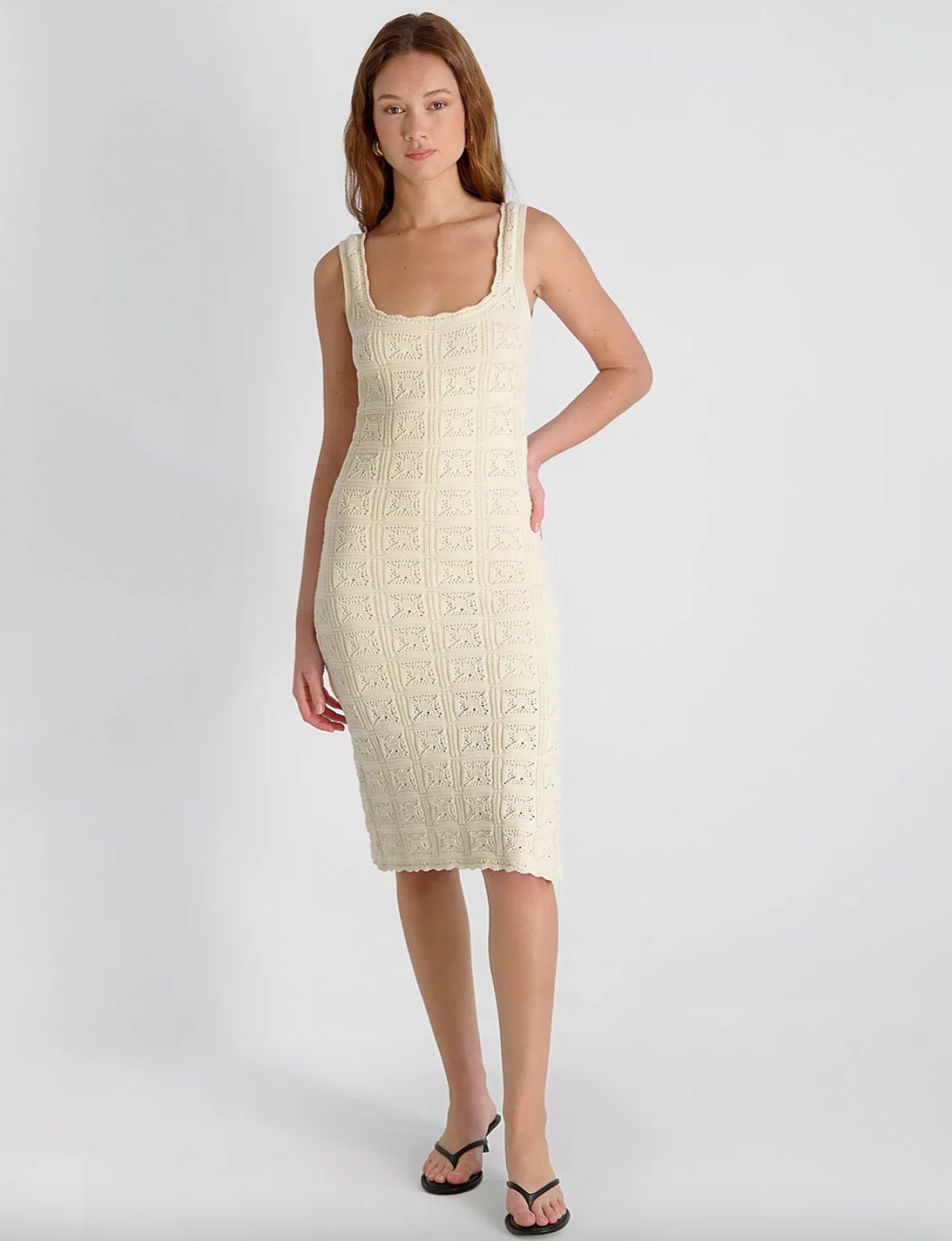 French Connection - Nellis Square Crochet Knit Midi Dress