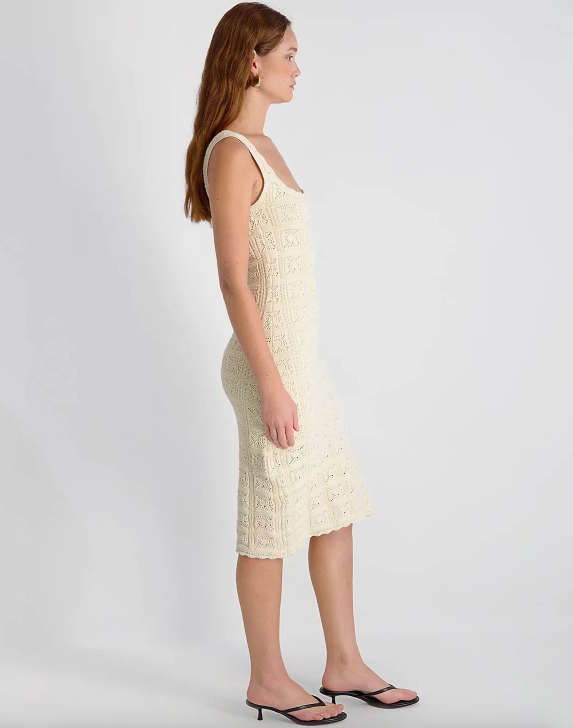 French Connection - Nellis Square Crochet Knit Midi Dress