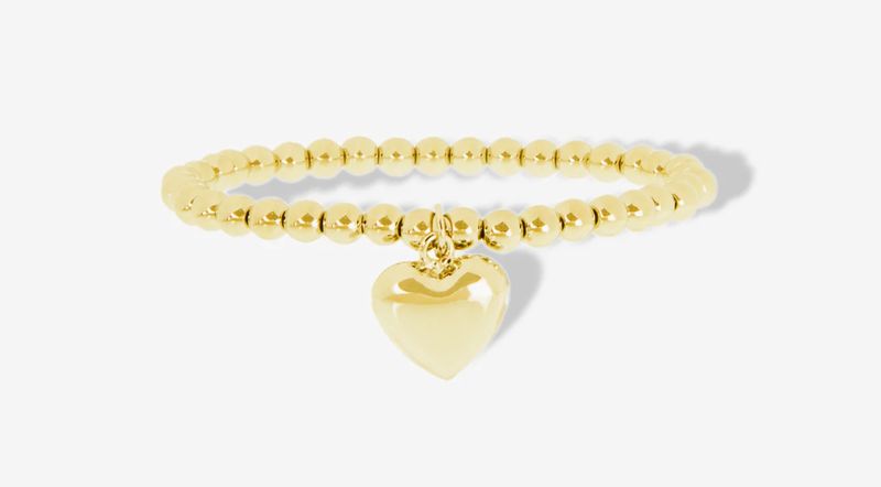 Marlyn Schiff - 6MM Beaded Ball Bracelet With Large Heart Charm