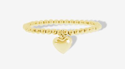 Marlyn Schiff - 6MM Beaded Ball Bracelet With Large Heart Charm