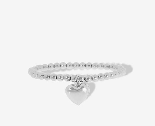 Marlyn Schiff - 6MM Beaded Ball Bracelet With Large Heart Charm
