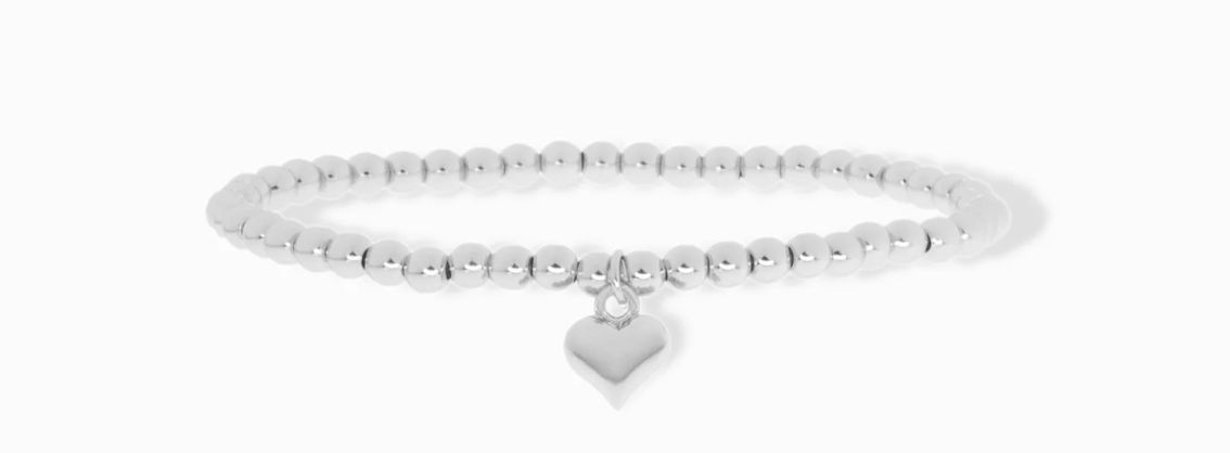 Marlyn Schiff - 3MM Beaded Ball Bracelet With Mini Heart Charm