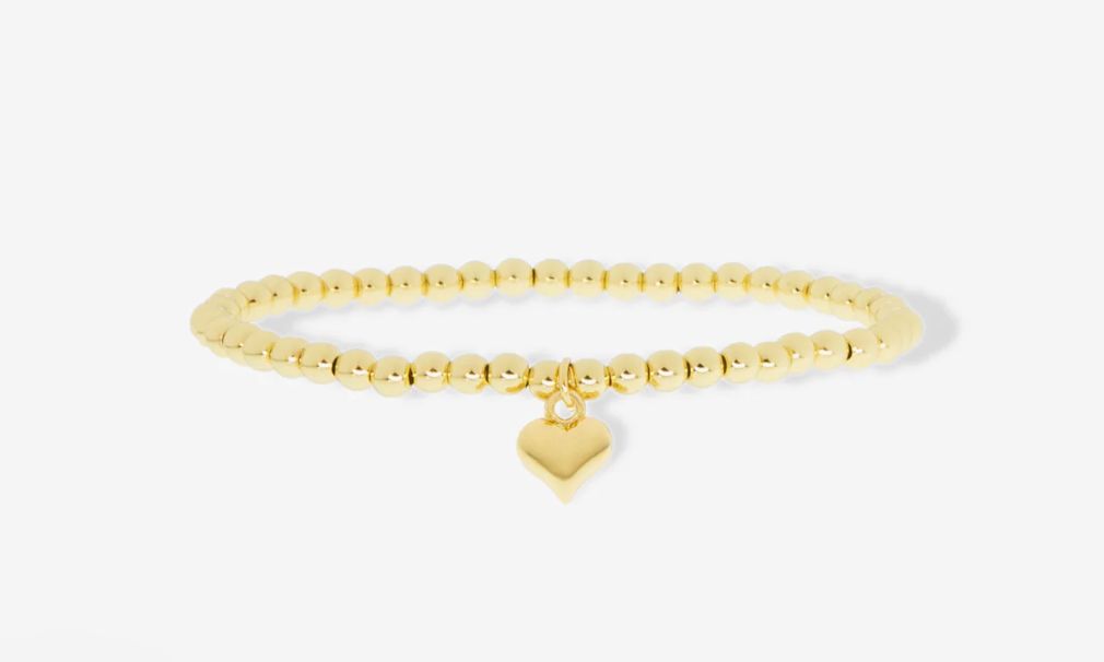 Marlyn Schiff - 3MM Beaded Ball Bracelet With Mini Heart Charm