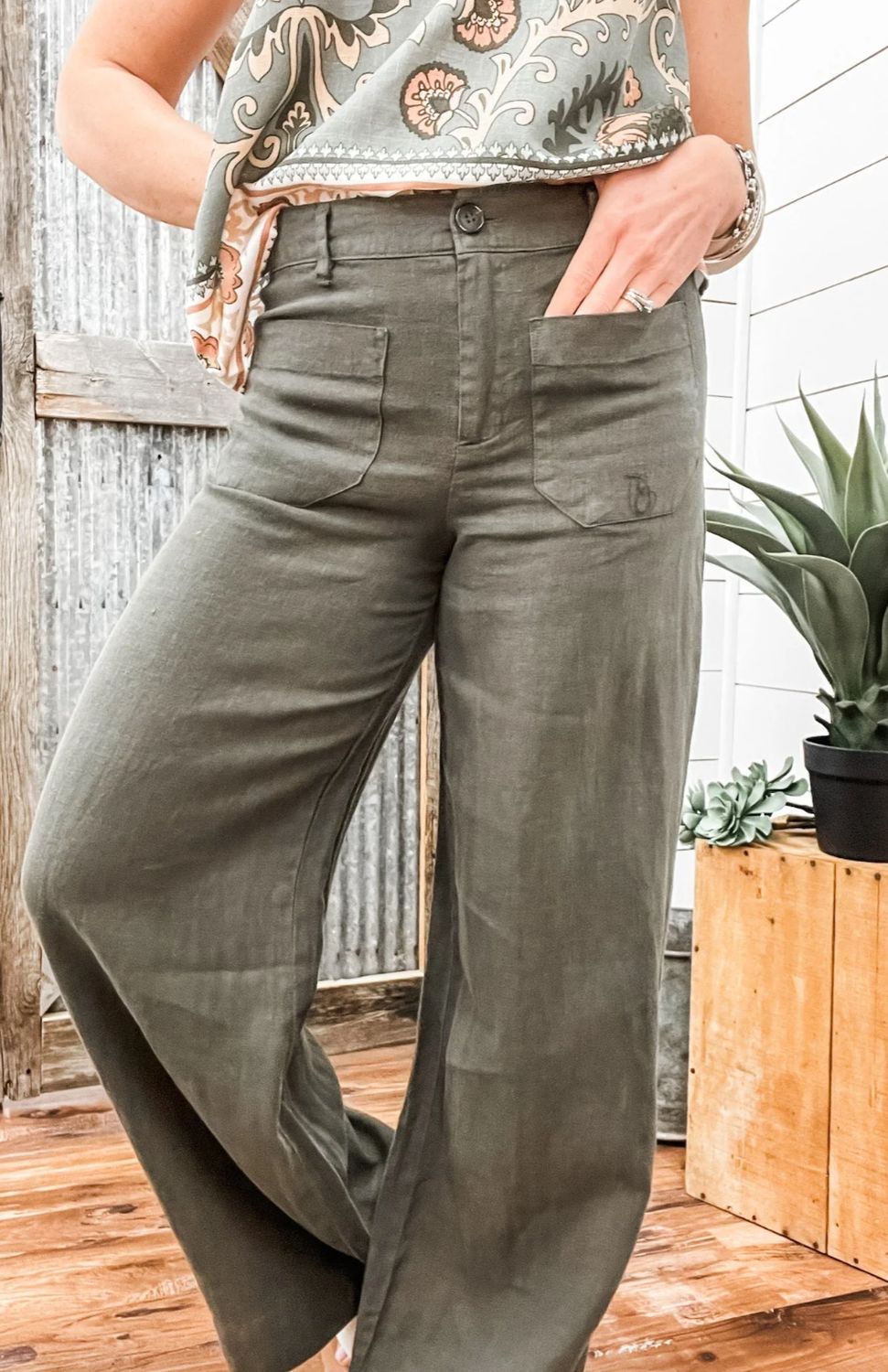 Sanctuary - The Linen Marine Wide Leg Semi-High Rise Pant