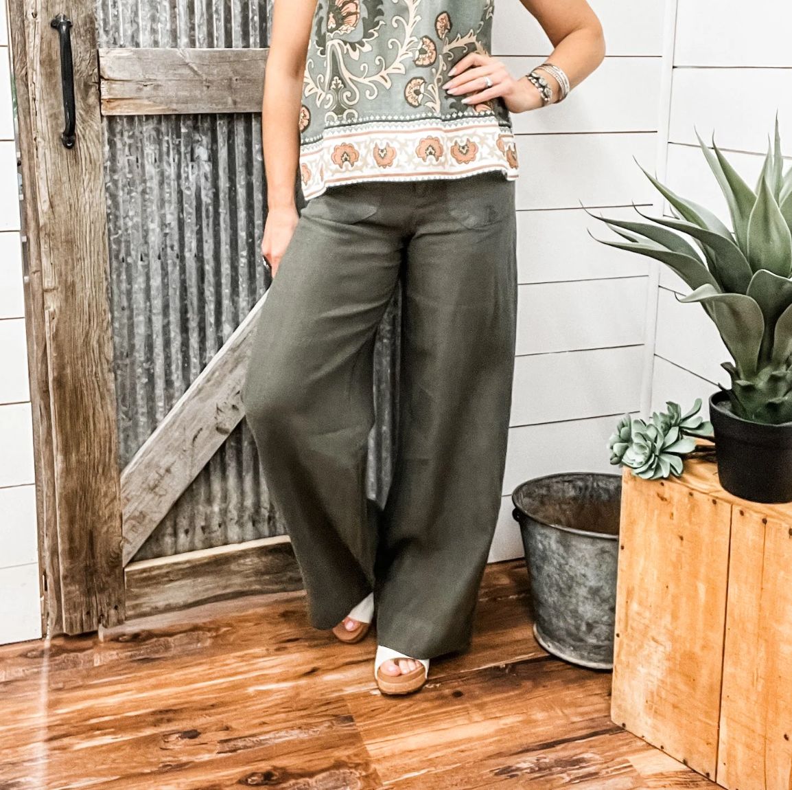 Sanctuary - The Linen Marine Wide Leg Semi-High Rise Pant