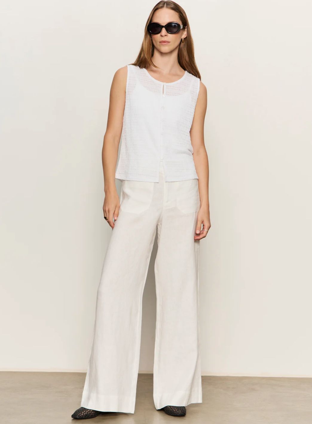 Sanctuary - The Linen Marine Wide Leg Semi-High Rise Pant