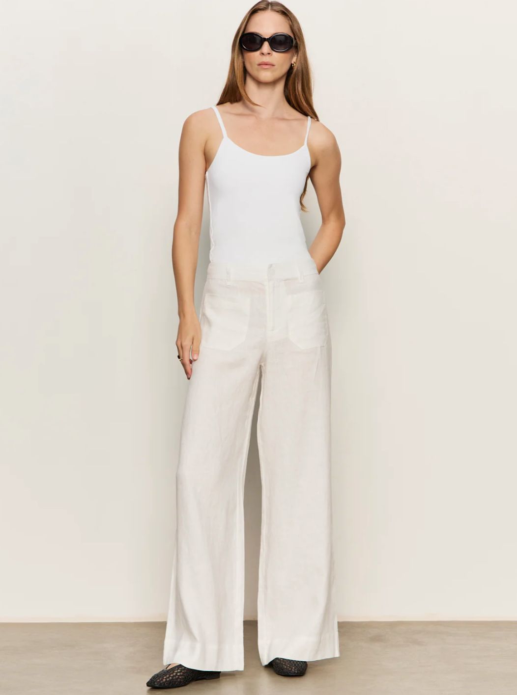 Sanctuary - The Linen Marine Wide Leg Semi-High Rise Pant