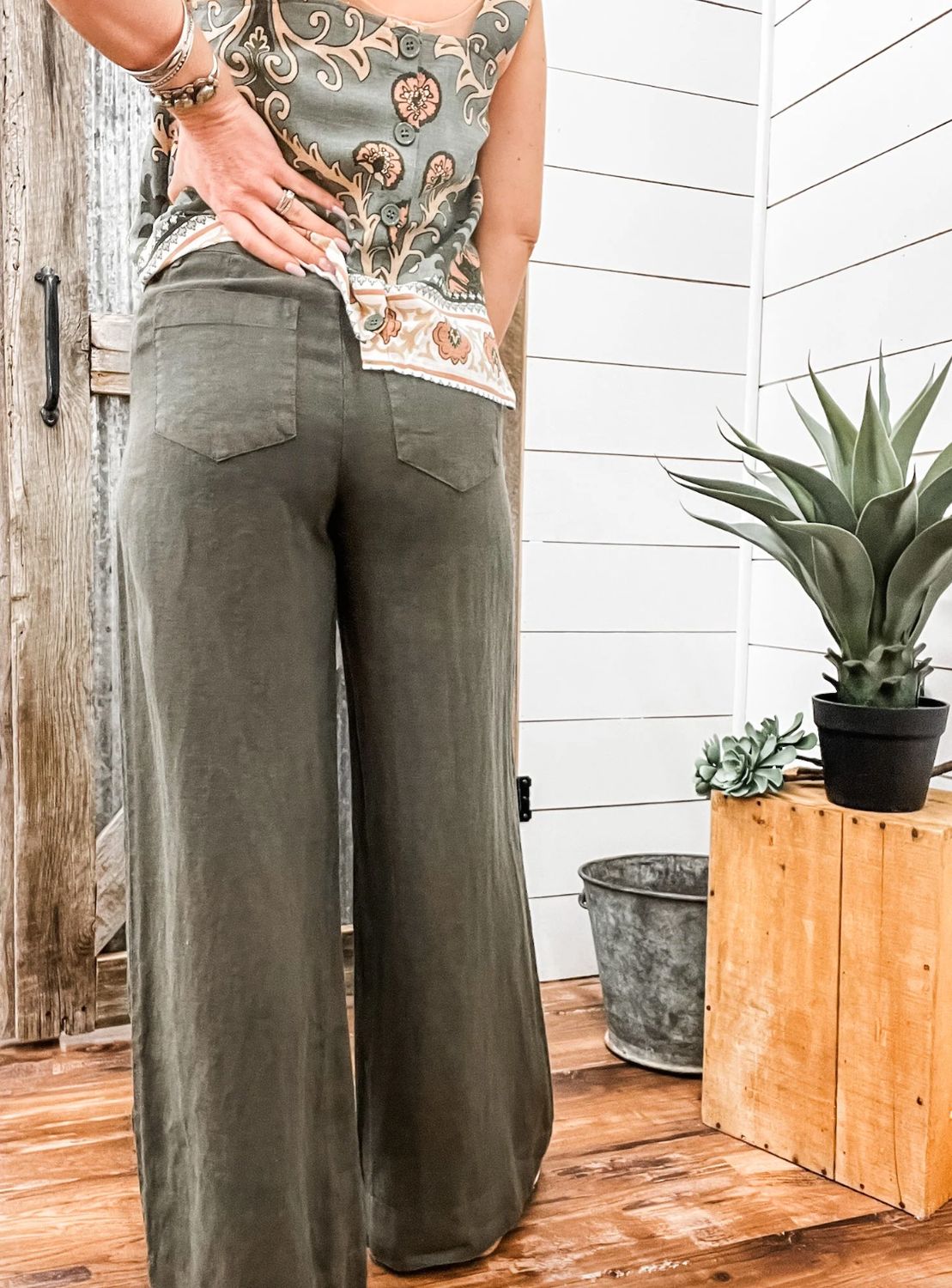 Sanctuary - The Linen Marine Wide Leg Semi-High Rise Pant