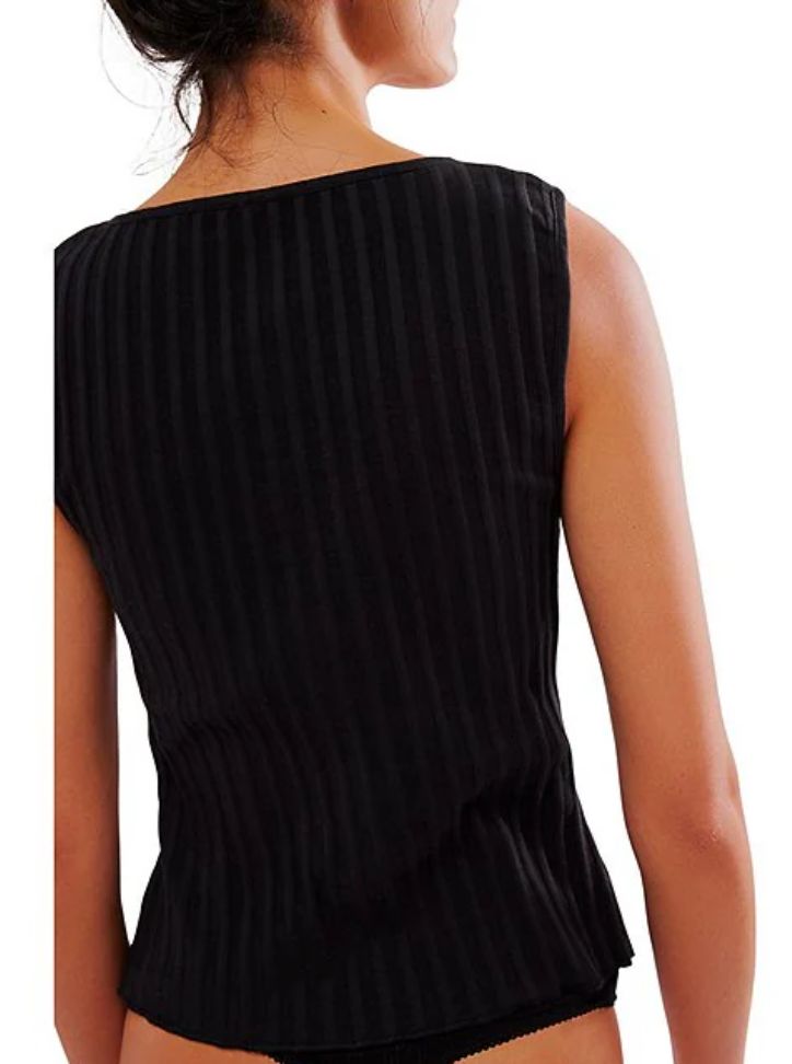 Free People - Tilly Ribbed Knit Crew Neck Sleeveless Fitted Vest