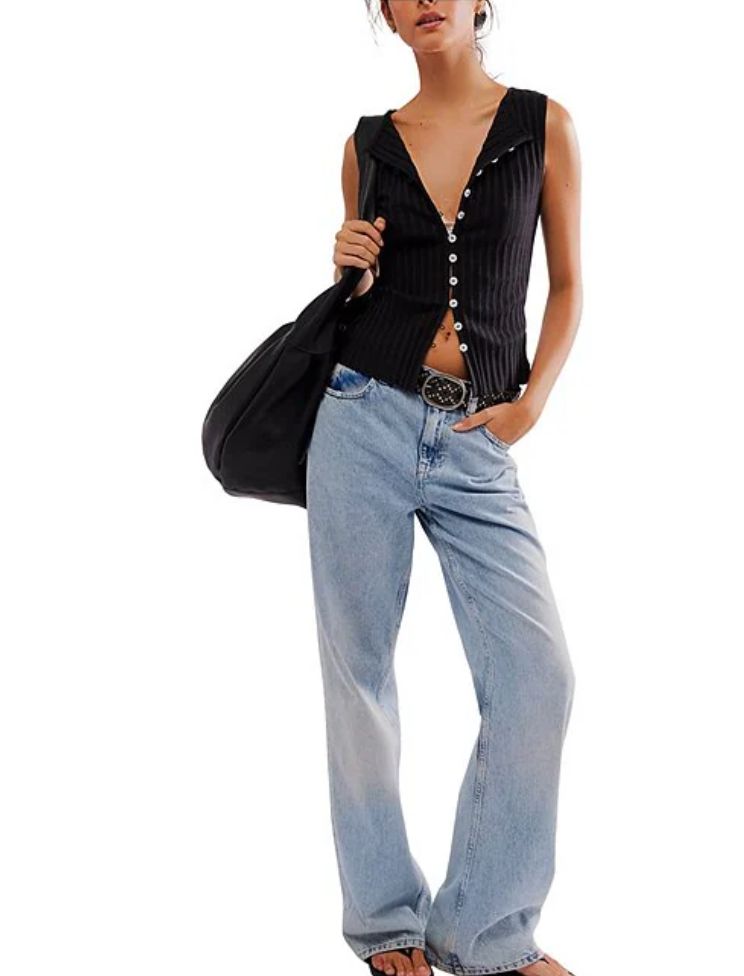 Free People - Tilly Ribbed Knit Crew Neck Sleeveless Fitted Vest