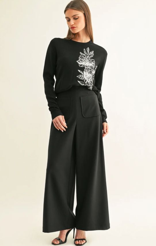 Itzel Floral Embroidery Knit Top
