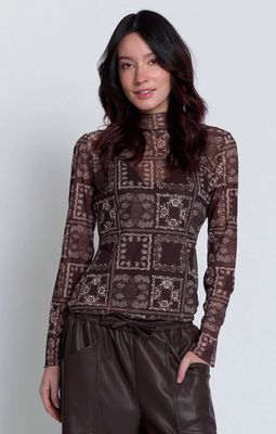 Wren Mesh Bandana Print Turtleneck